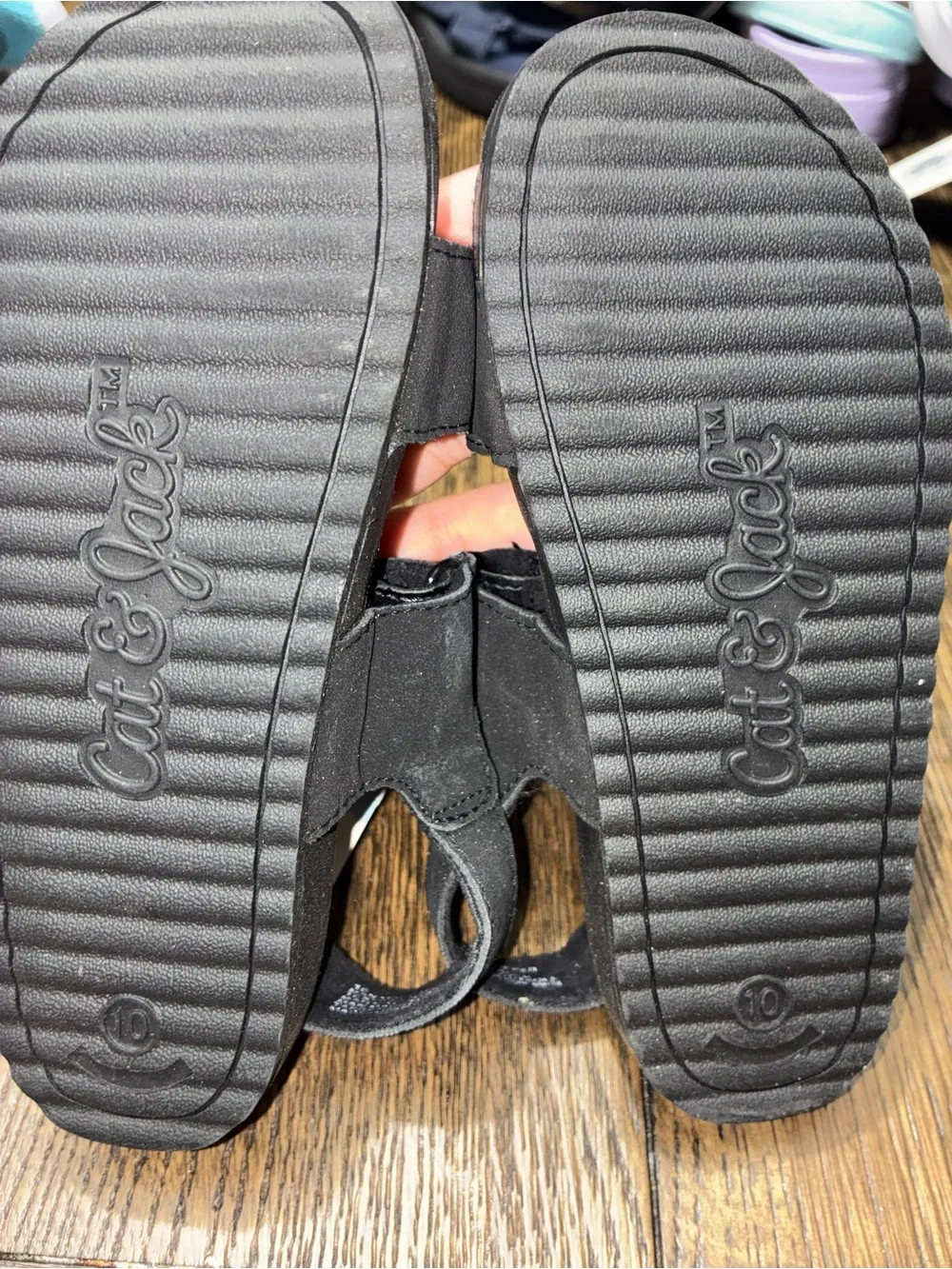 Cat & Jack Black Kids' Sporty Adjustable Strap Sandals